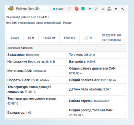 Карточка-объекта.png Скрин с параметрами крана и значениями датчиков, данные из системы мониторинга транспорта